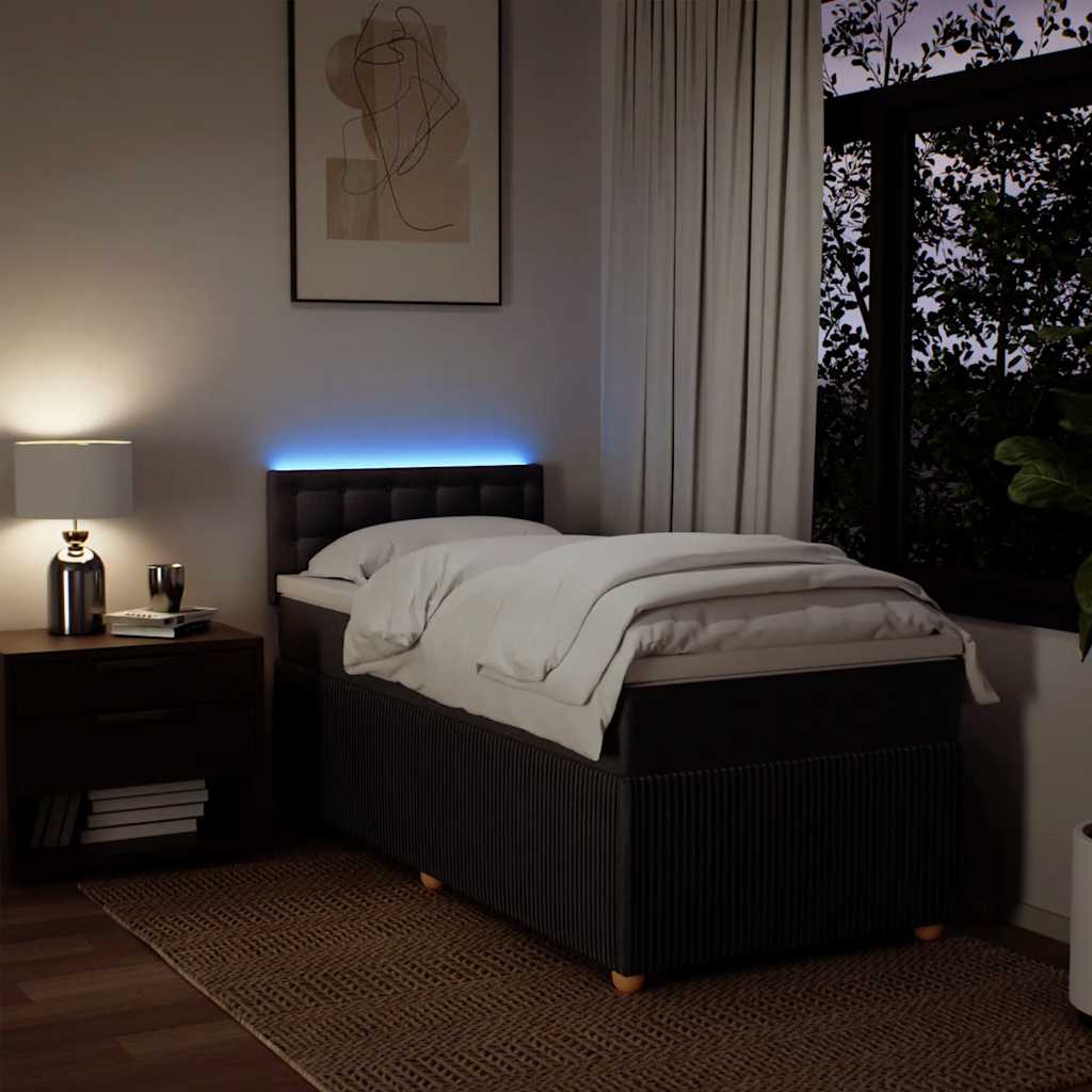 Cama com molas/colchão 80x200 cm tecido castanho-escuro