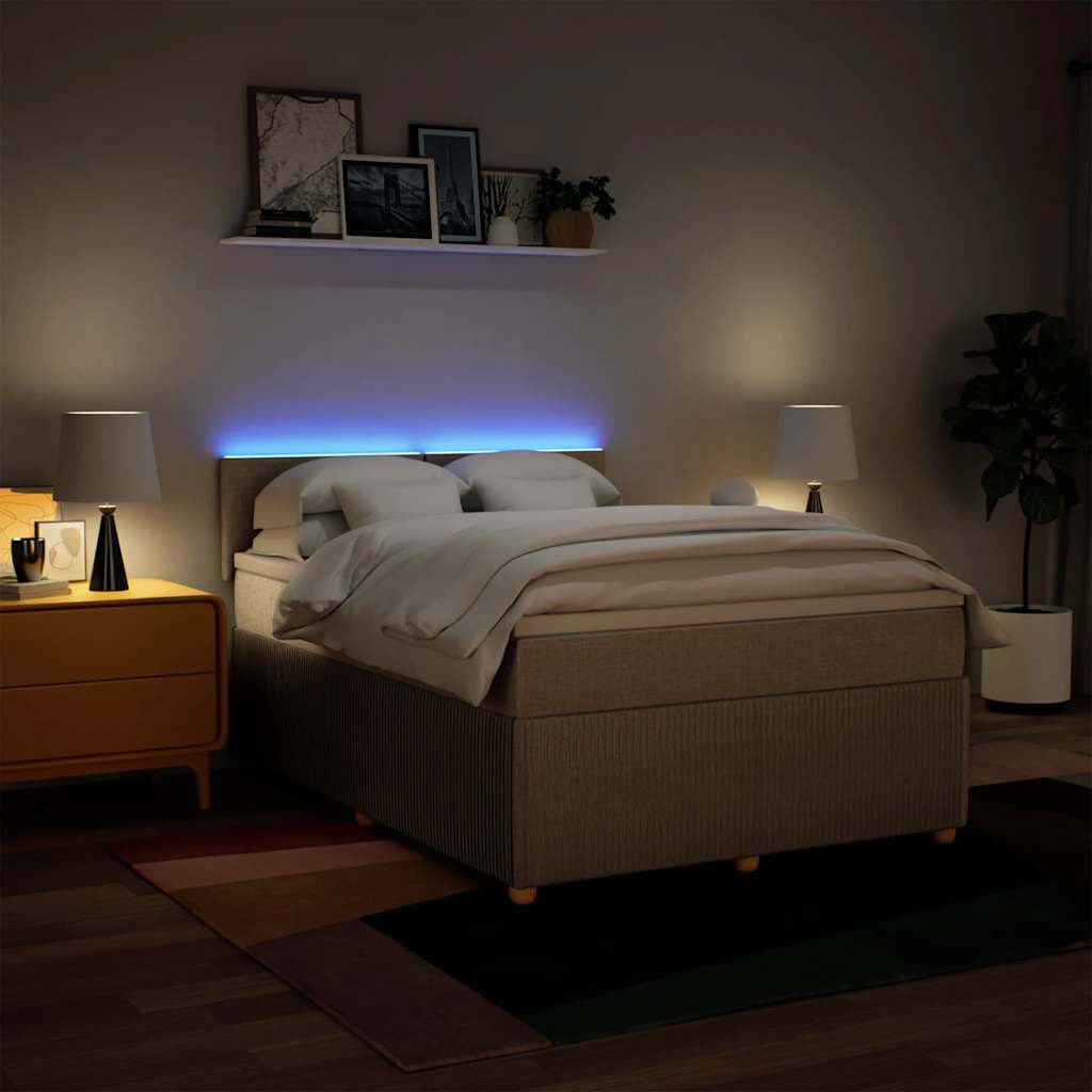 Cama com molas/colchão 140x190 cm tecido cor creme