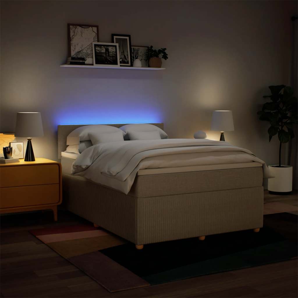 Cama com molas/colchão 140x190 cm tecido cor creme