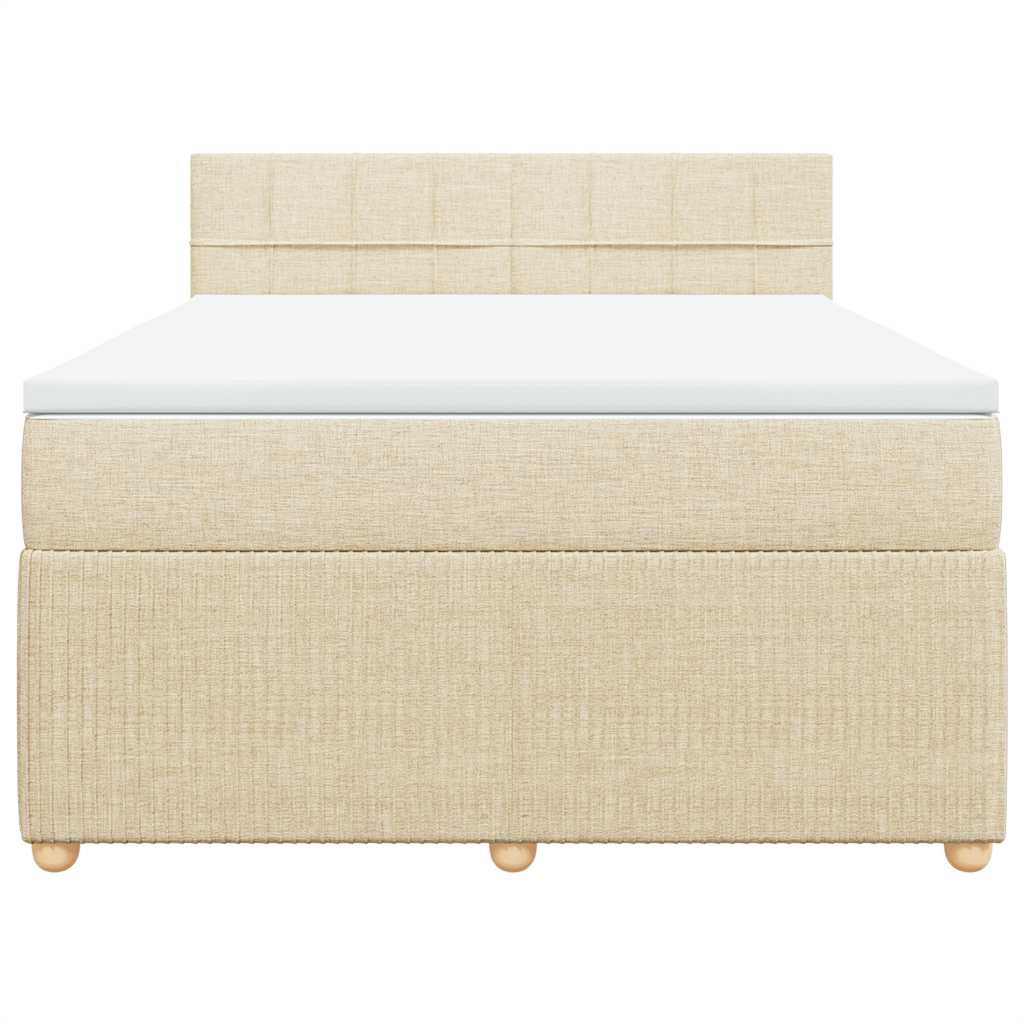 Cama com molas/colchão 140x190 cm tecido cor creme