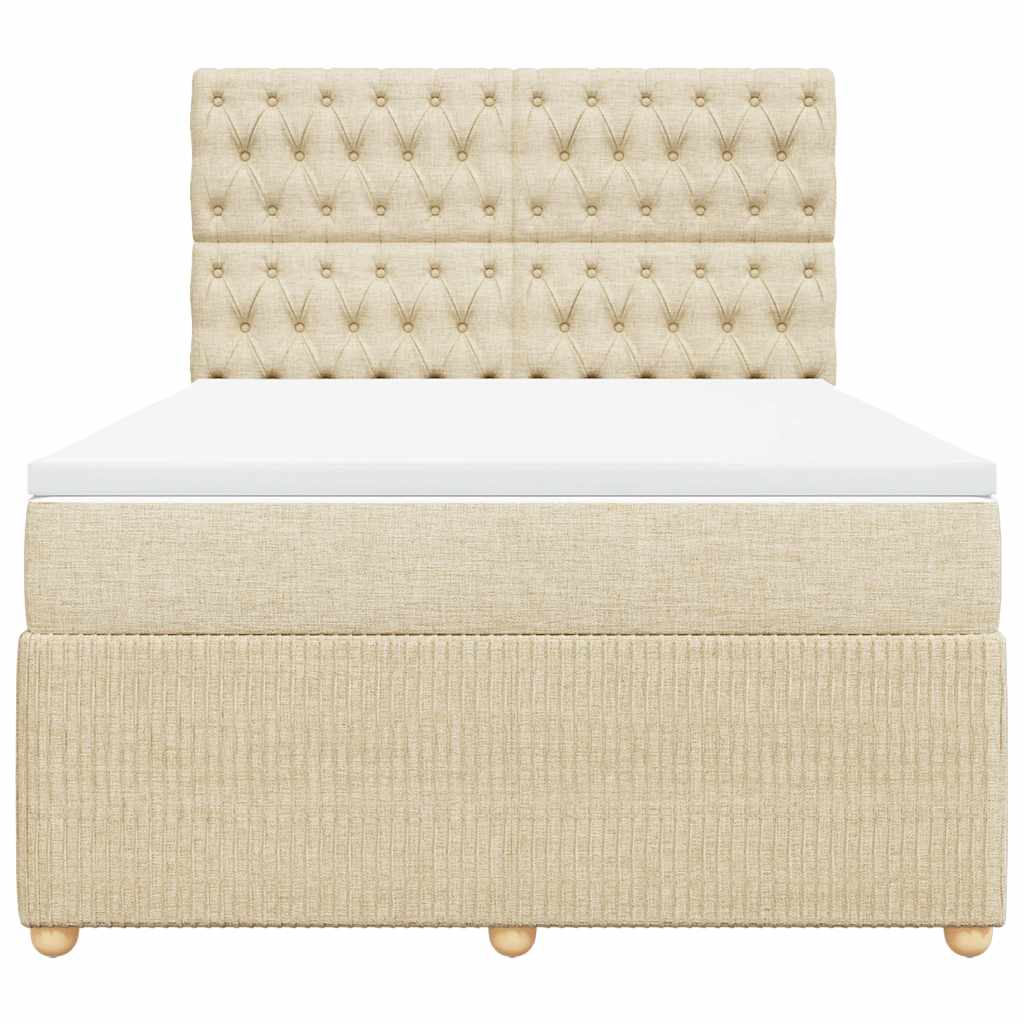 Cama com molas/colchão 140x190 cm tecido cor creme