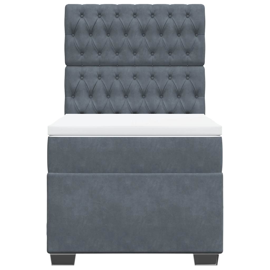 Cama com molas/colchão 80x200 cm veludo cinza-escuro