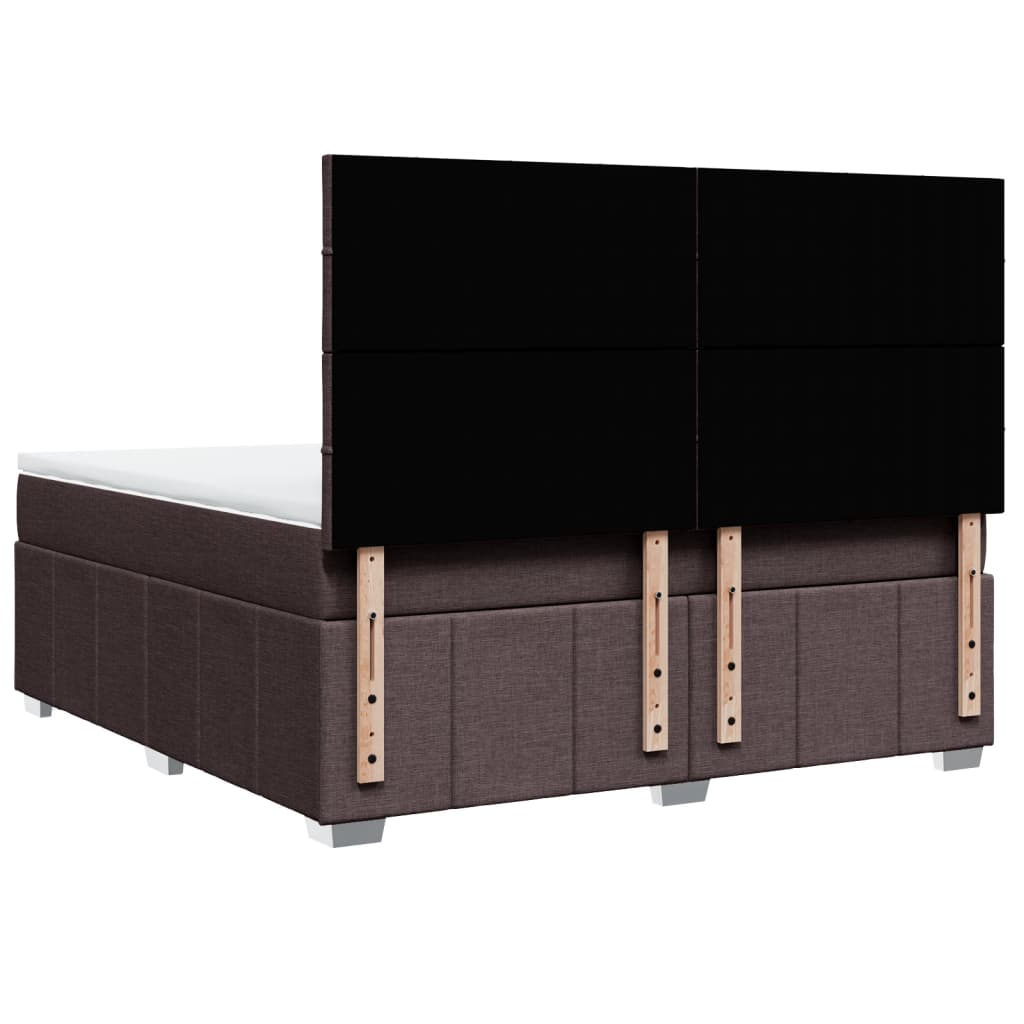 Cama com molas/colchão 180x200 cm tecido castanho-escuro