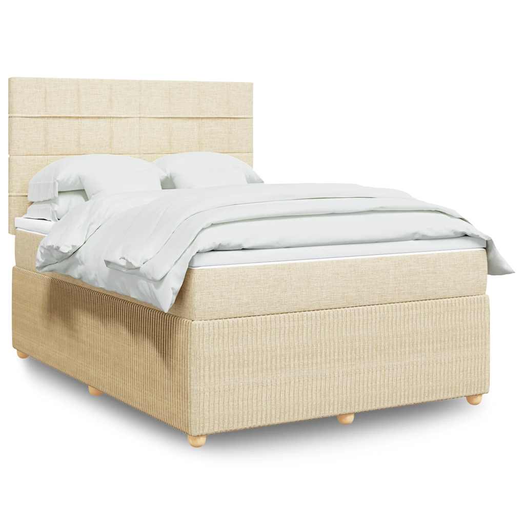 Cama com molas/colchão 140x190 cm tecido cor creme