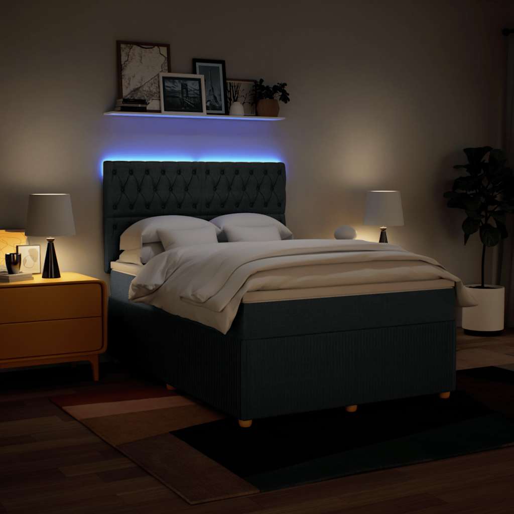 Cama com molas/colchão 160x200 cm tecido azul