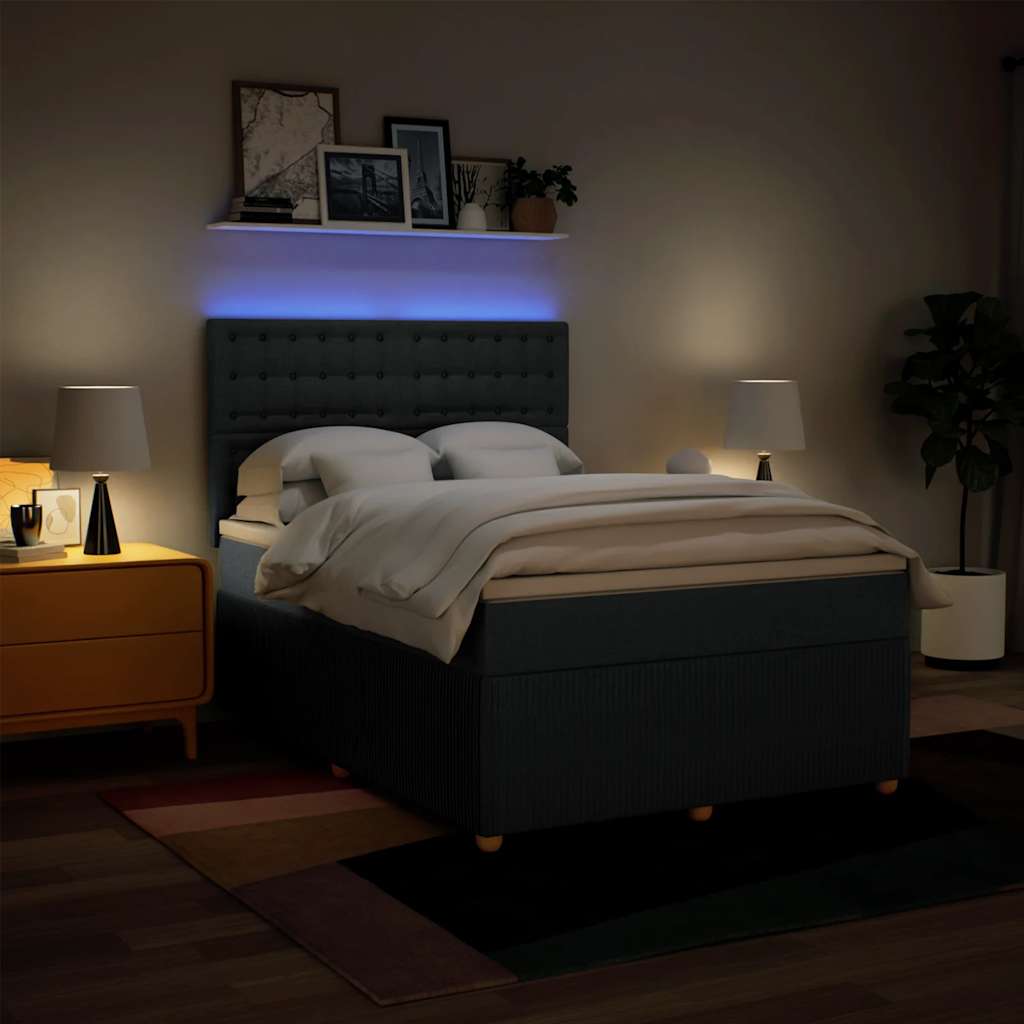 Cama com molas/colchão 160x200 cm tecido azul