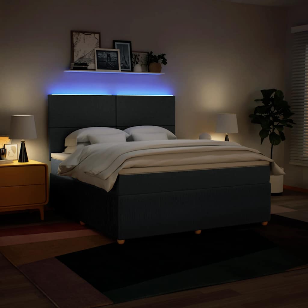 Cama com molas/colchão 180x200 cm tecido azul