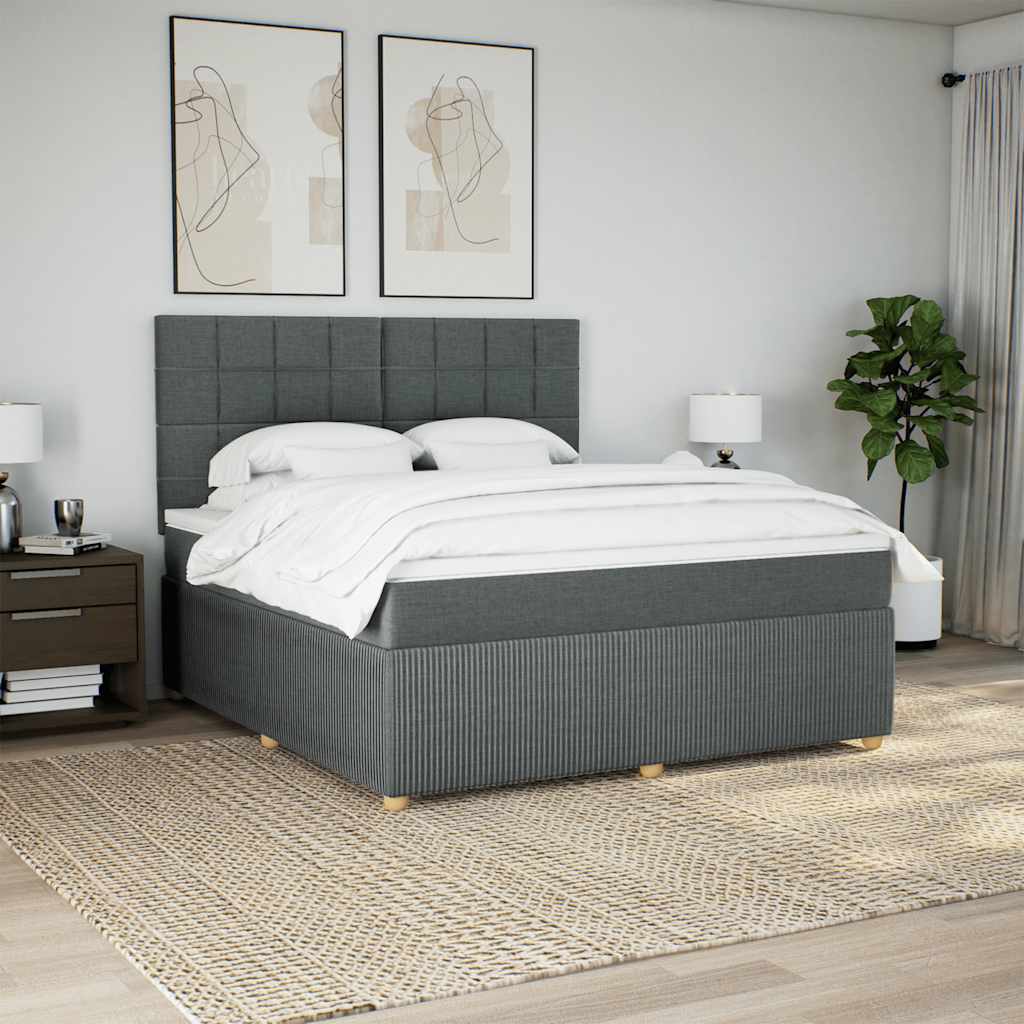 Cama com molas/colchão 180x200 cm tecido cinzento-escuro