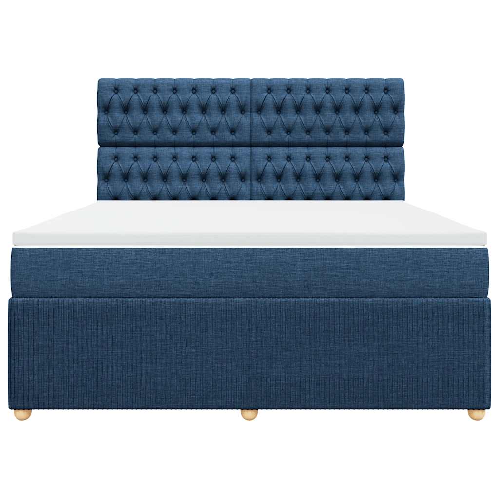Cama com molas/colchão 180x200 cm tecido azul
