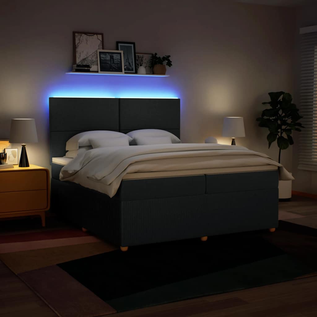 Cama com molas/colchão 200x200 cm tecido azul