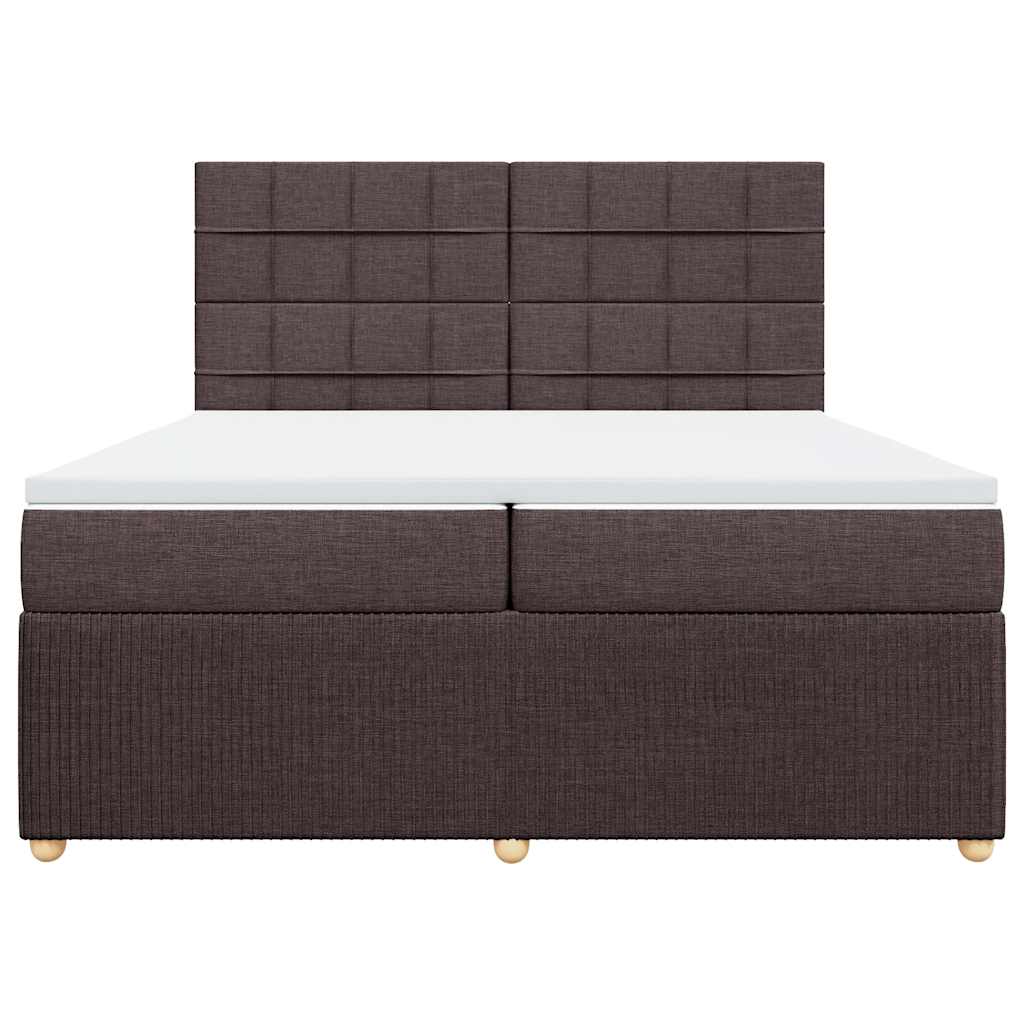 Cama com molas/colchão 200x200 cm tecido castanho-escuro
