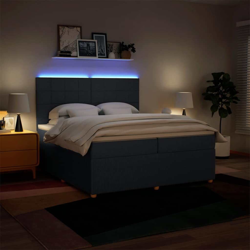 Cama com molas/colchão 200x200 cm tecido azul