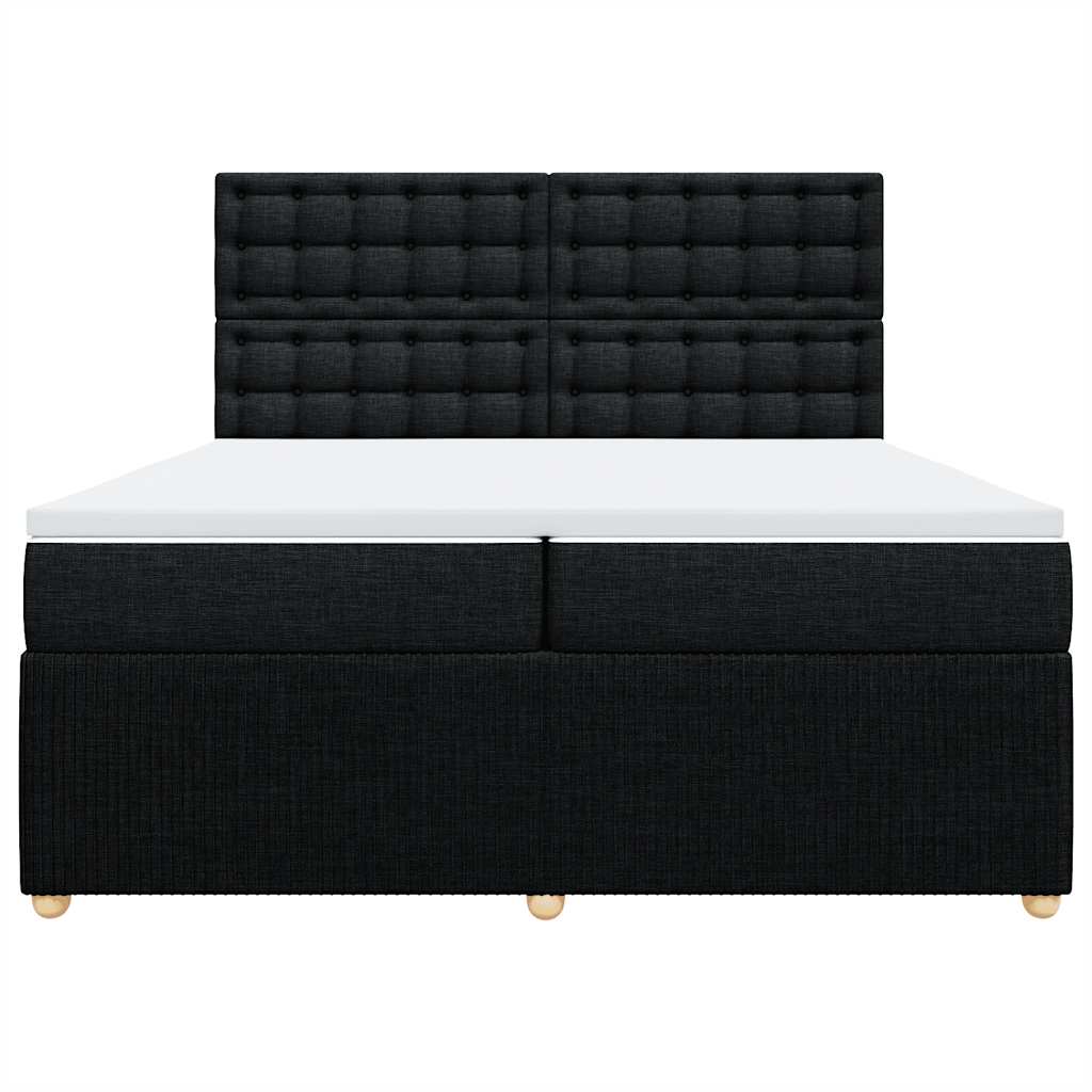 Cama com molas/colchão 200x200 cm tecido preto