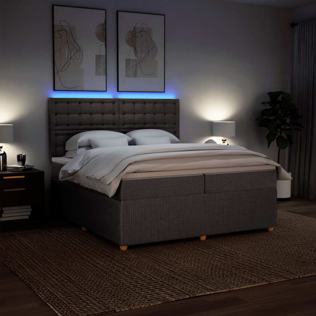 Cama com molas/colchão 200x200 cm tecido castanho-acinzentado