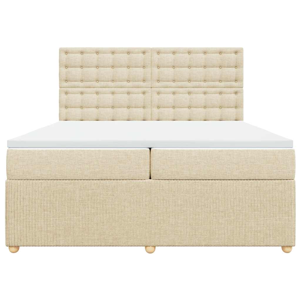 Cama com molas/colchão 200x200 cm tecido cor creme