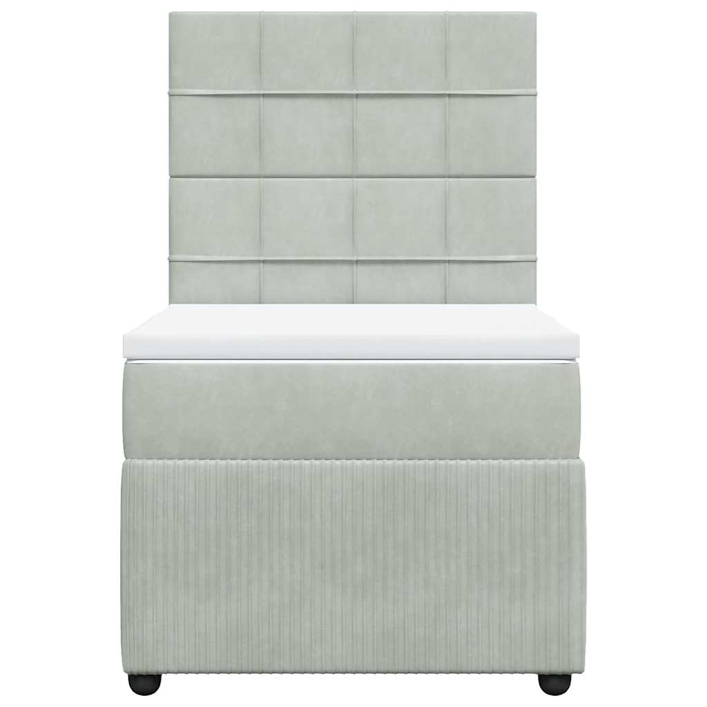 Cama com molas/colchão 90x190 cm veludo cinza-claro