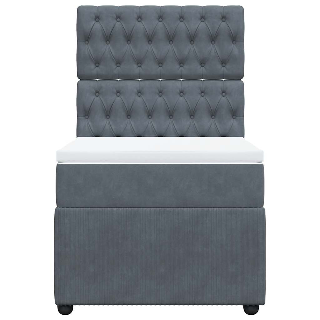 Cama com molas/colchão 90x190 cm veludo cinza-escuro