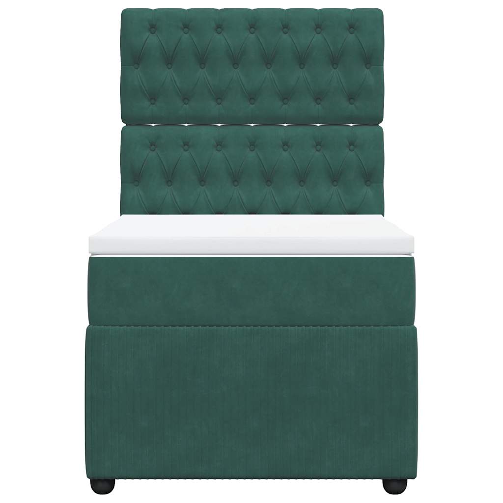 Cama com molas/colchão 90x190 cm veludo verde-escuro