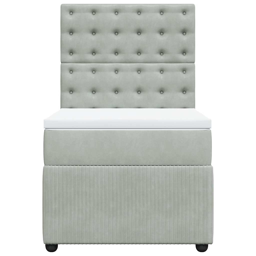 Cama com molas/colchão 90x190 cm veludo cinza-claro