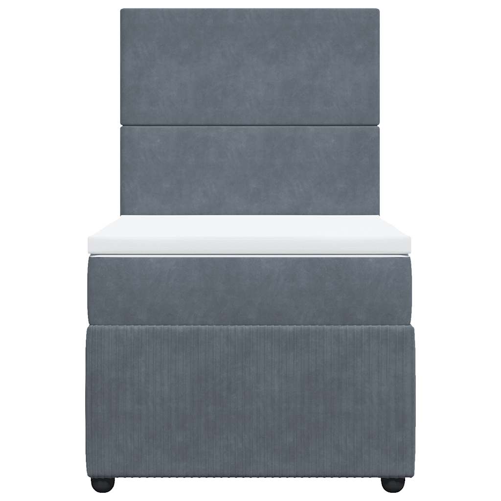 Cama com molas/colchão 90x200 cm veludo cinza-escuro