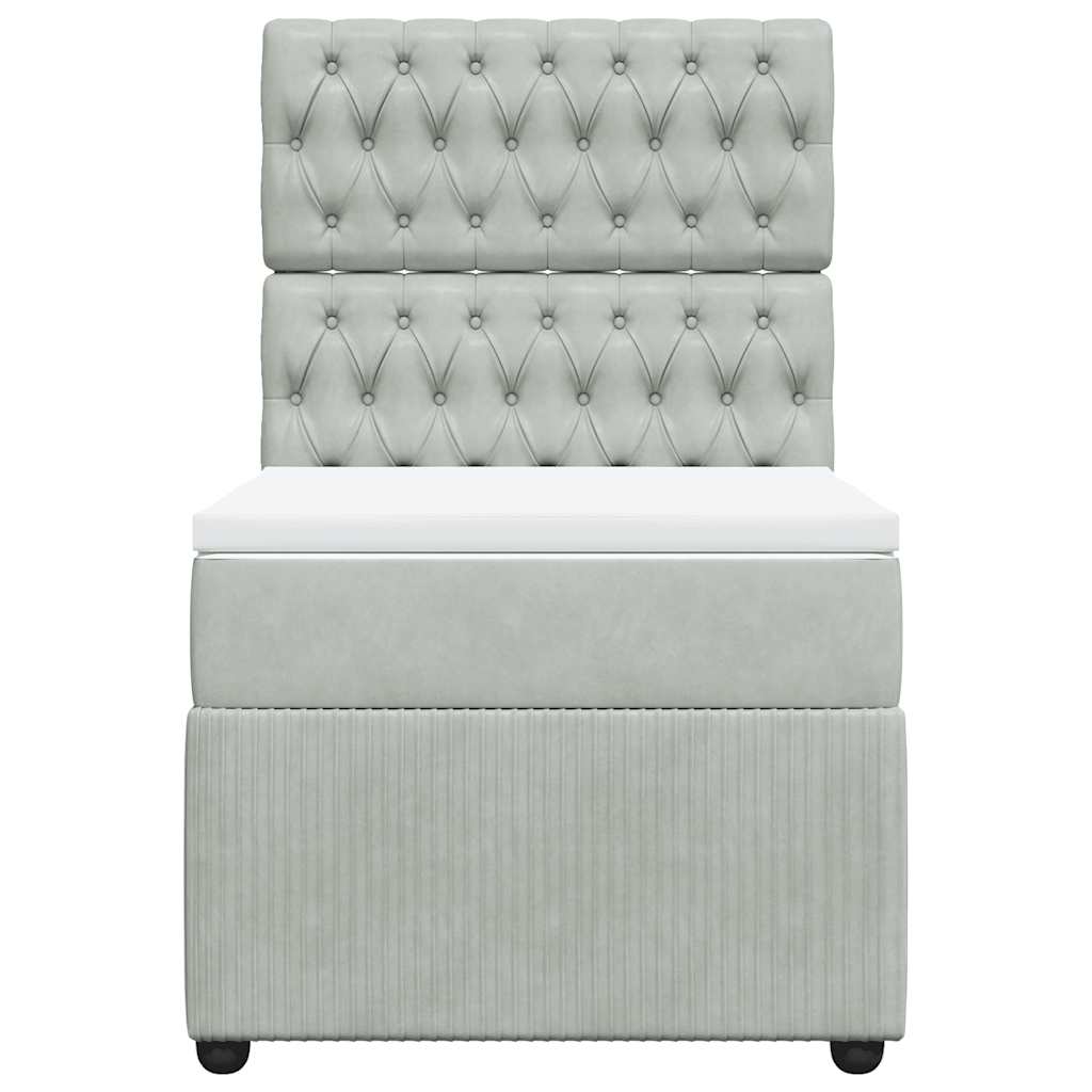 Cama com molas/colchão 90x200 cm veludo cinza-claro