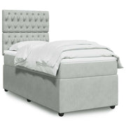 Cama com molas/colchão 90x200 cm veludo cinza-claro