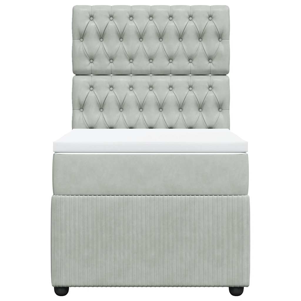 Cama com molas/colchão 100x200 cm veludo cinza-claro