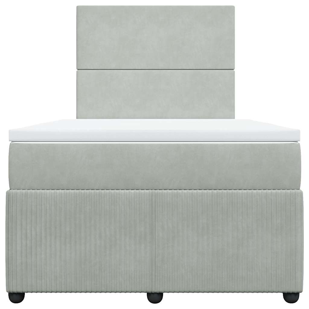 Cama boxspring com colchão 120x190 cm veludo cinzento-claro
