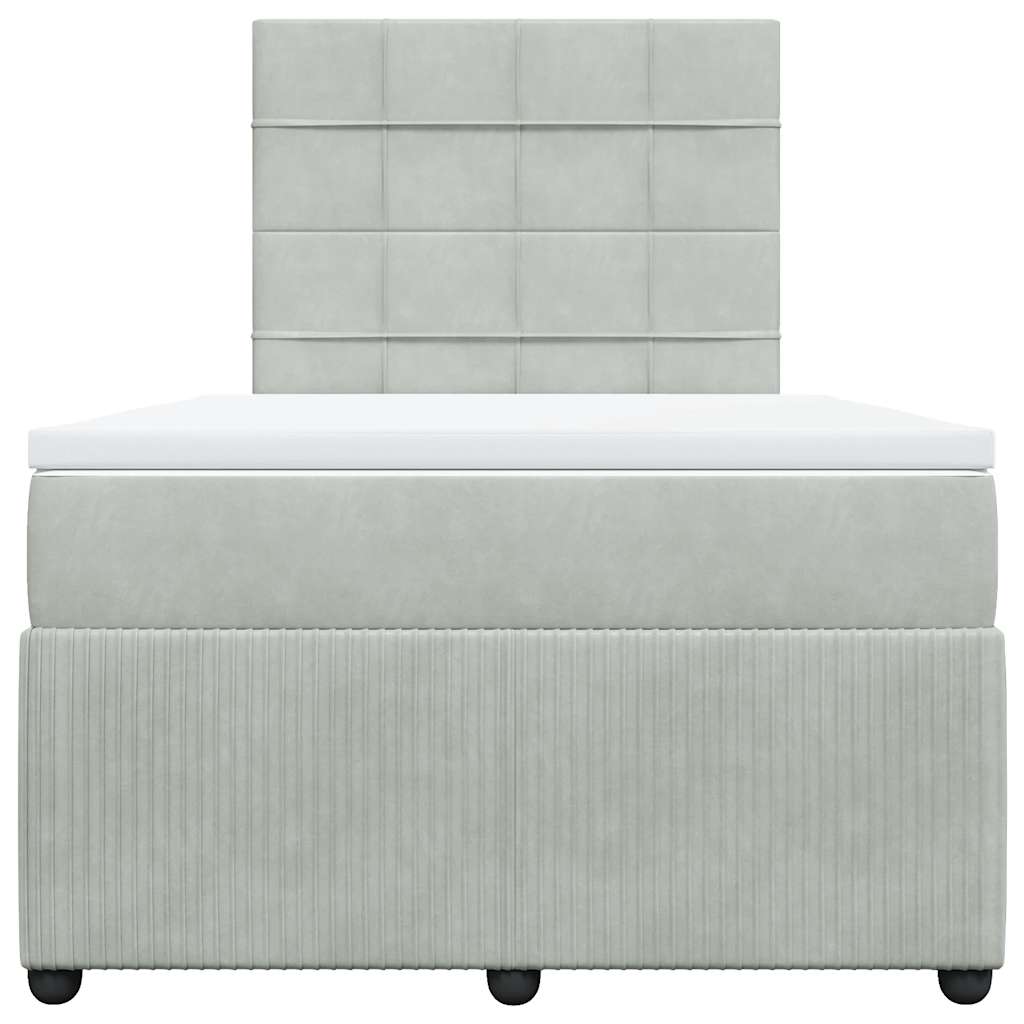 Cama boxspring com colchão 120x190 cm veludo cinzento-claro