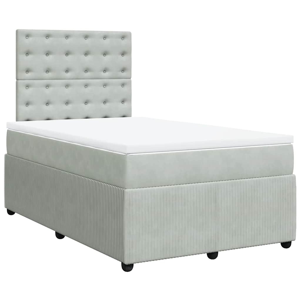 Cama boxspring com colchão 120x190 cm veludo cinzento-claro