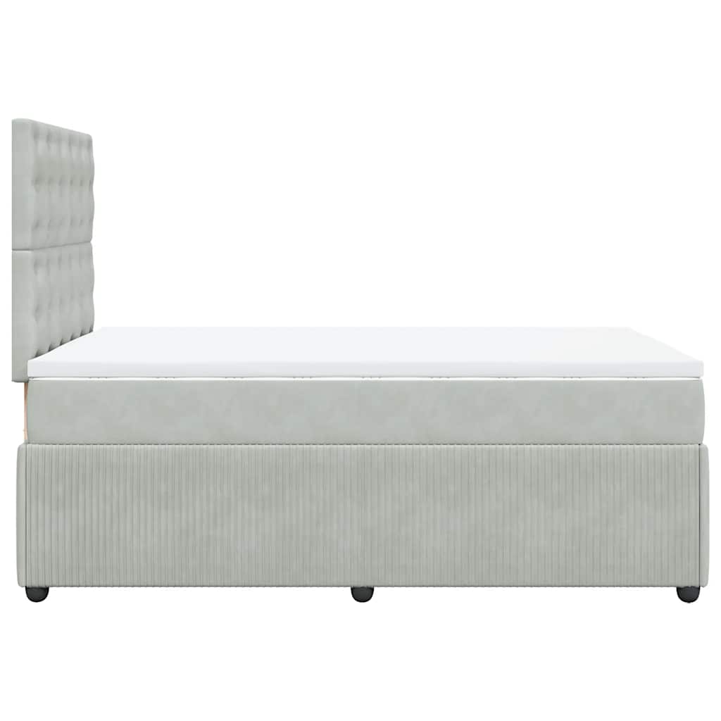 Cama boxspring com colchão 120x190 cm veludo cinzento-claro