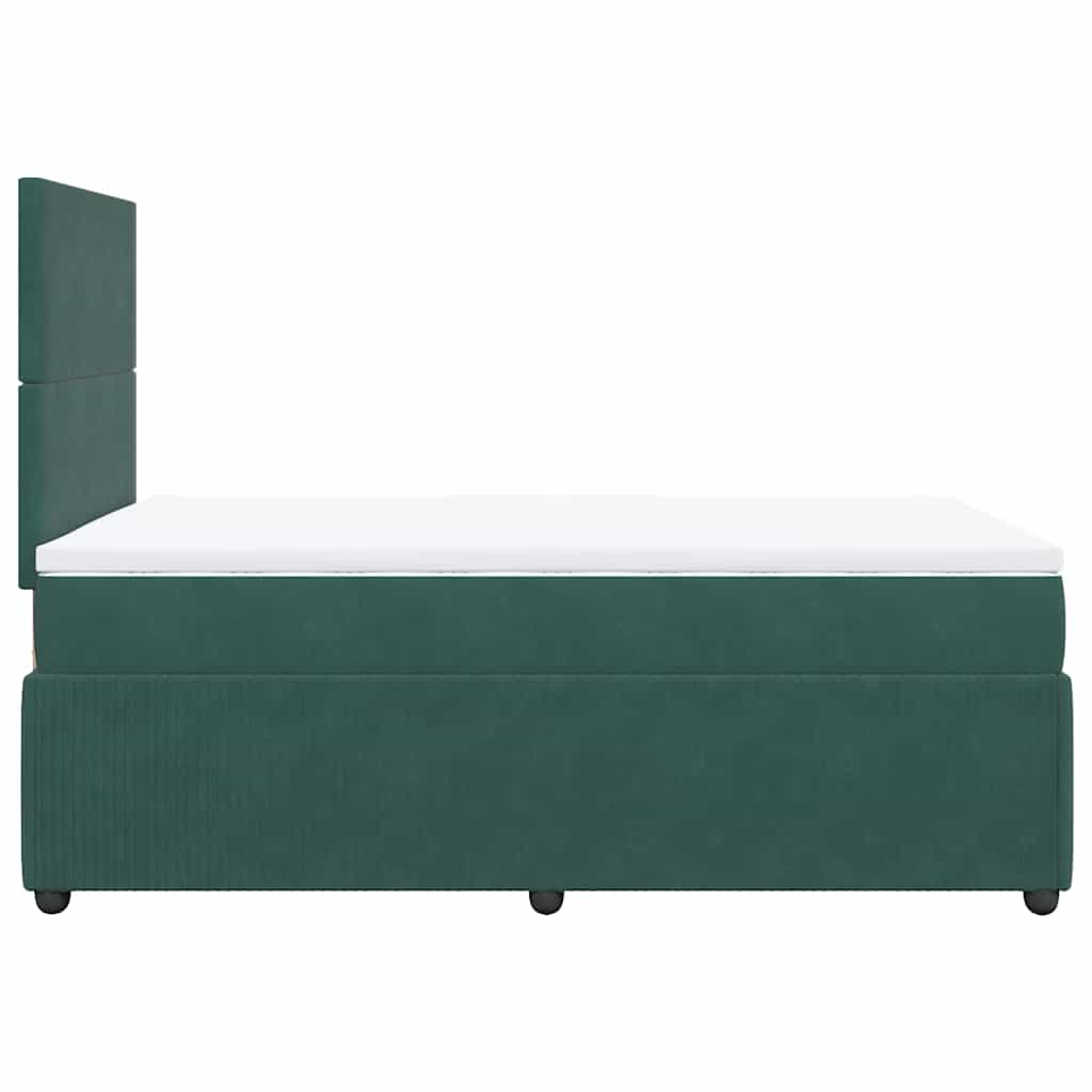 Cama boxspring com colchão 120x200 cm veludo verde-escuro