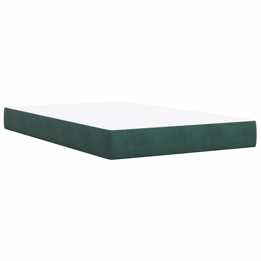Cama boxspring com colchão 120x200 cm veludo verde-escuro