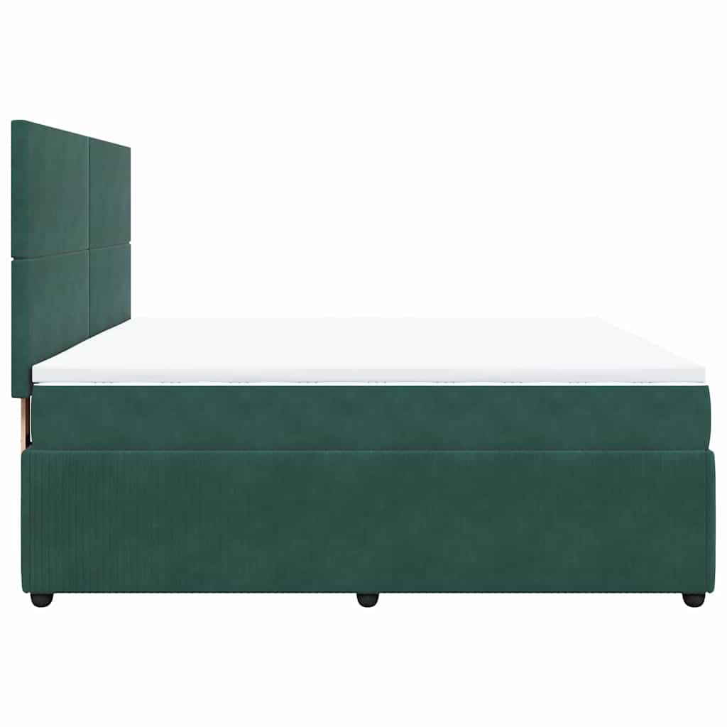 Cama com molas/colchão 180x200 cm veludo verde-escuro