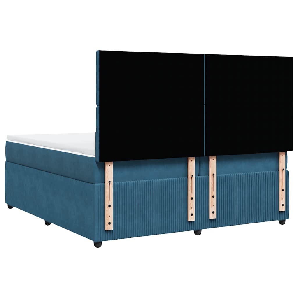 Cama com molas/colchão 200x200 cm veludo azul