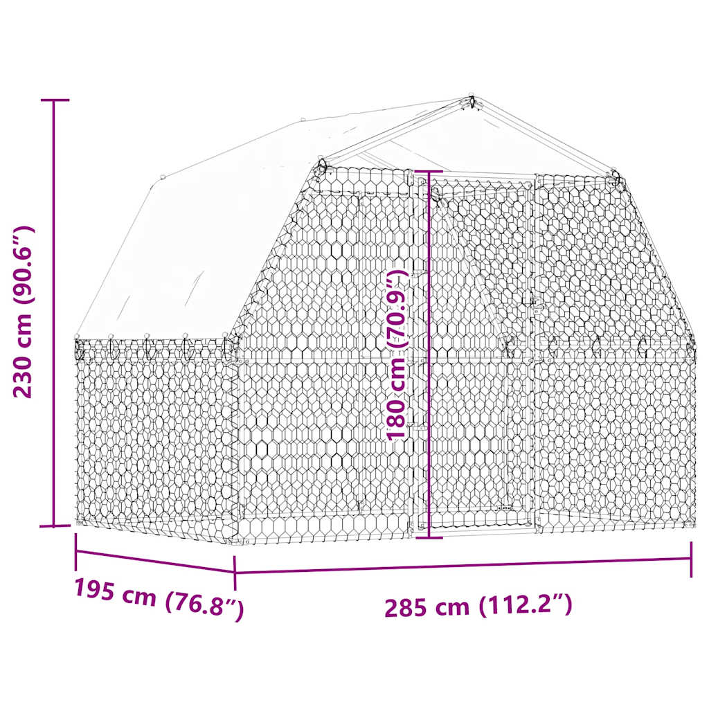 Gaiola para cães com telhado e porta aço galvanizado prateado