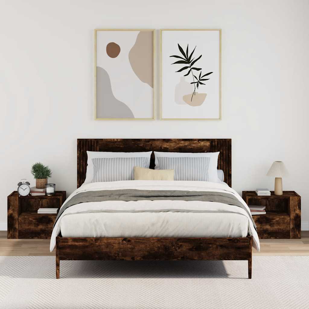 Mesas de cabeceira de parede 2 pcs 45x30x35 cm cinzento cimento