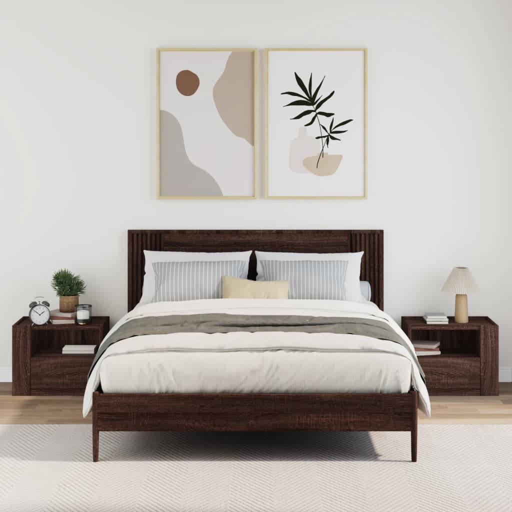 Mesas de cabeceira de parede 2 pcs 45x30x35 cm cinzento cimento