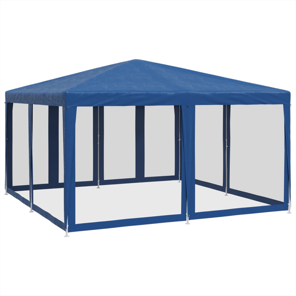 Tenda p/ festas c/ 8 paredes laterais malha 4x4 m PEAD azul