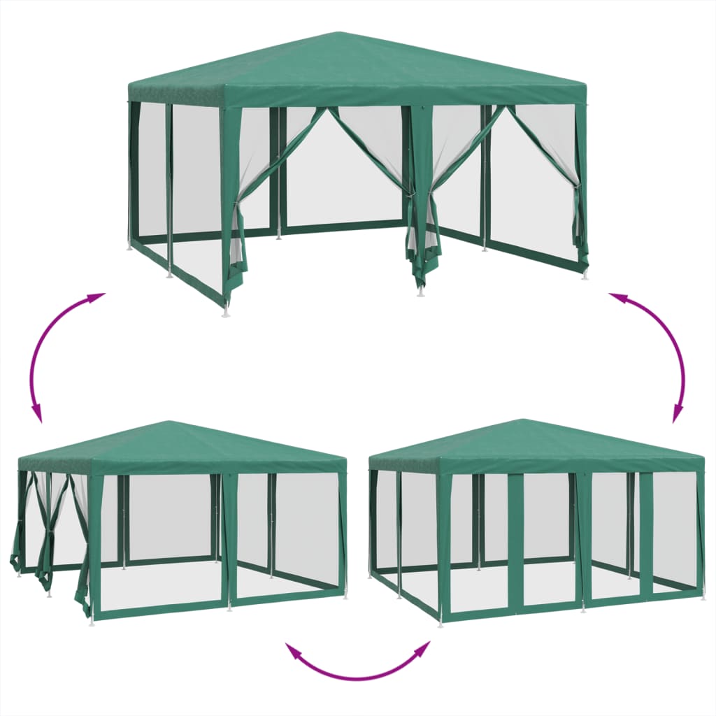 Tenda p/ festas c/ 8 paredes laterais em rede 4x4 m PEAD verde