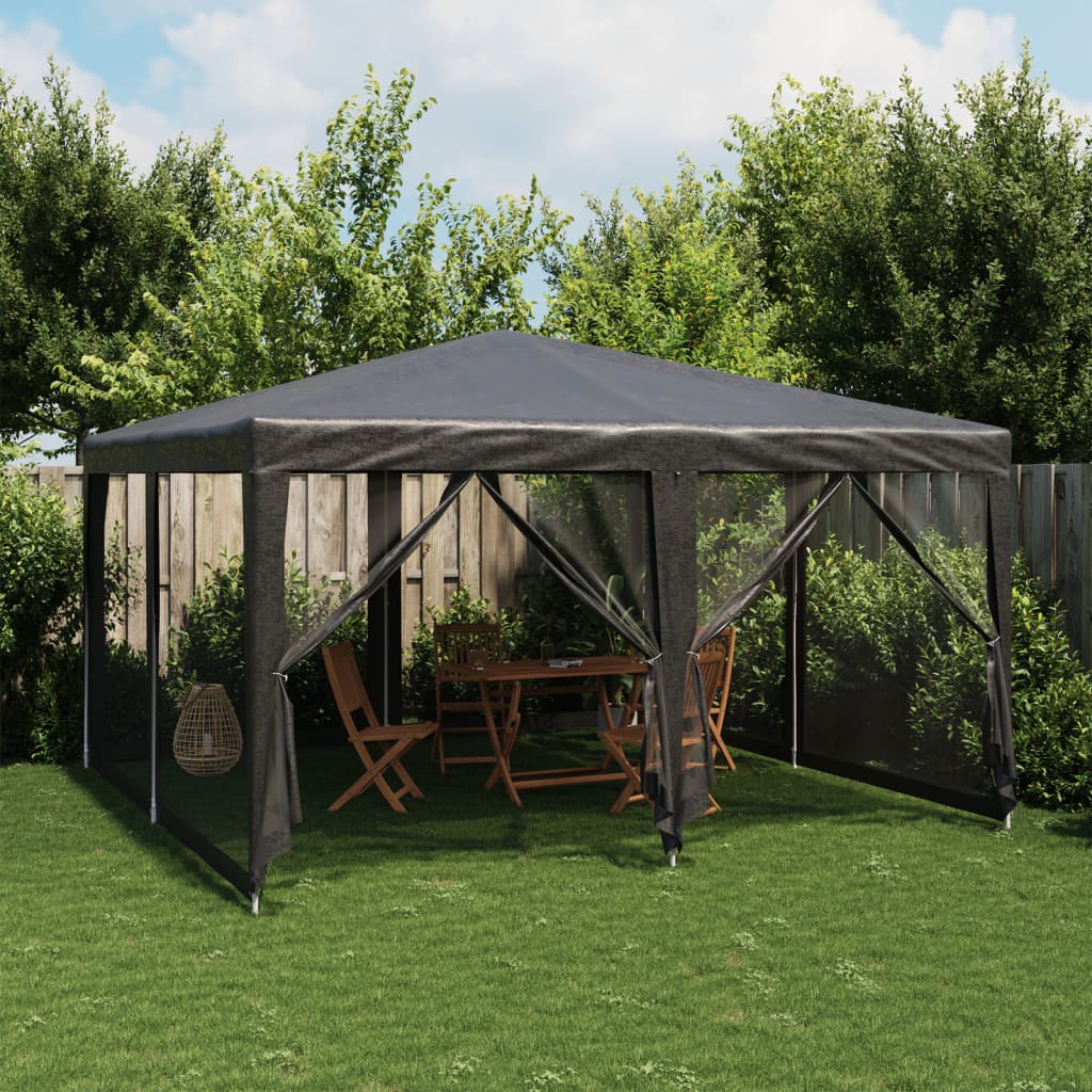 Tenda p/ festas 8 paredes laterais malha 4x4 m PEAD antracite