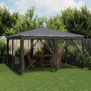 Tenda p/ festas 8 paredes laterais malha 4x4 m PEAD antracite