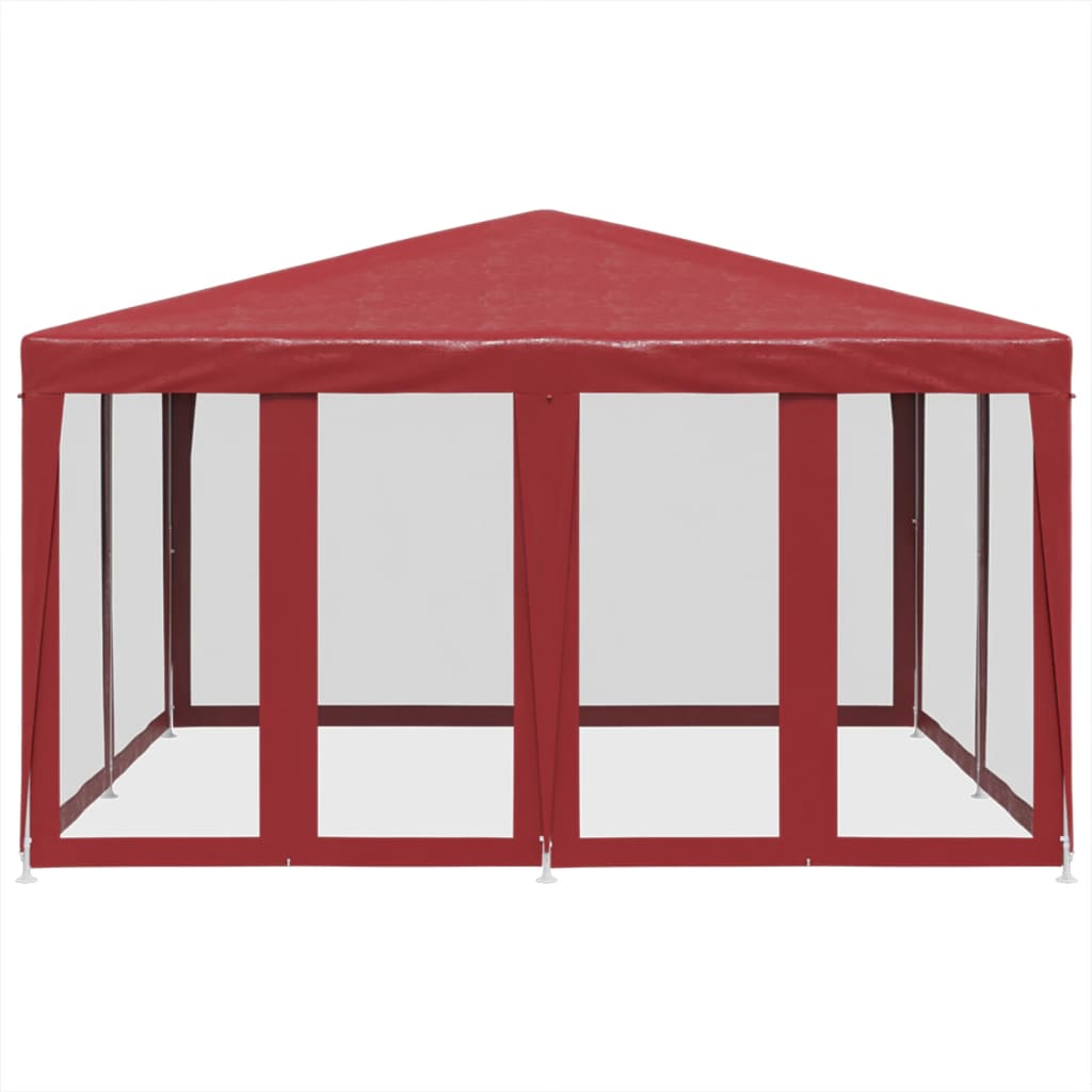 Tenda p/ festas c/ 8 paredes laterais malha 4x4 m PEAD vermelho
