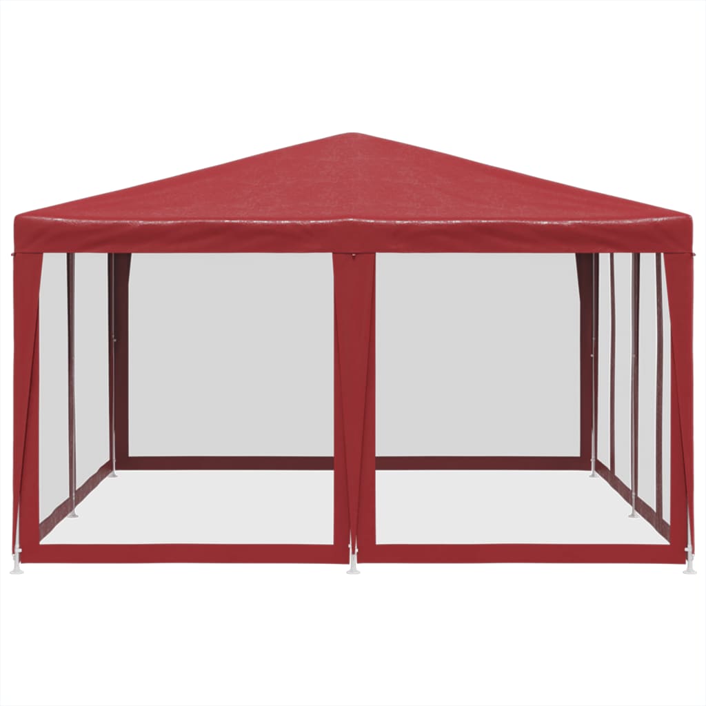 Tenda p/ festas c/ 8 paredes laterais malha 4x4 m PEAD vermelho