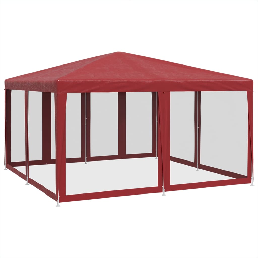 Tenda p/ festas c/ 8 paredes laterais malha 4x4 m PEAD vermelho