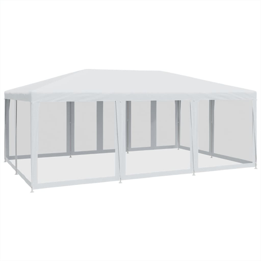 Tenda p/ festas c/ 10 paredes laterais malha 6x4 m PEAD branco