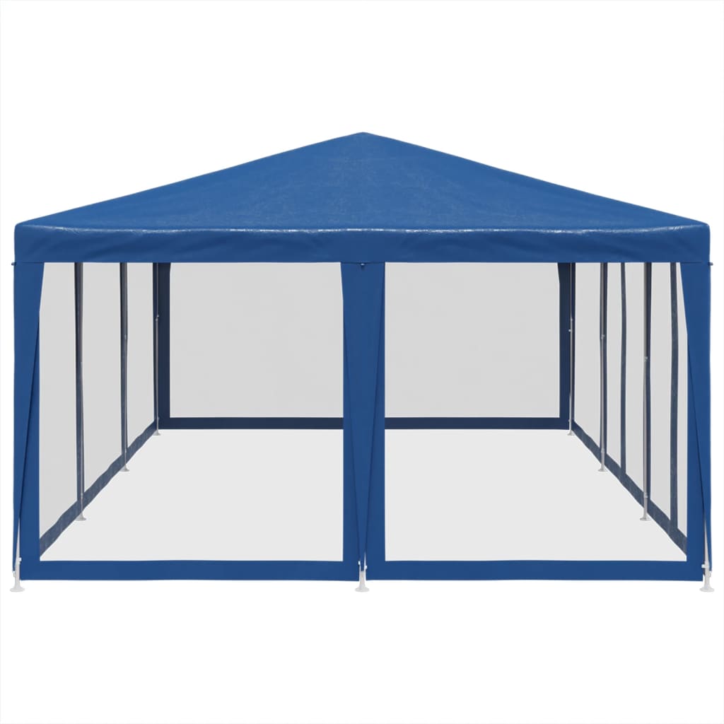 Tenda p/ festas c/ 10 paredes laterais malha 6x4 m PEAD azul