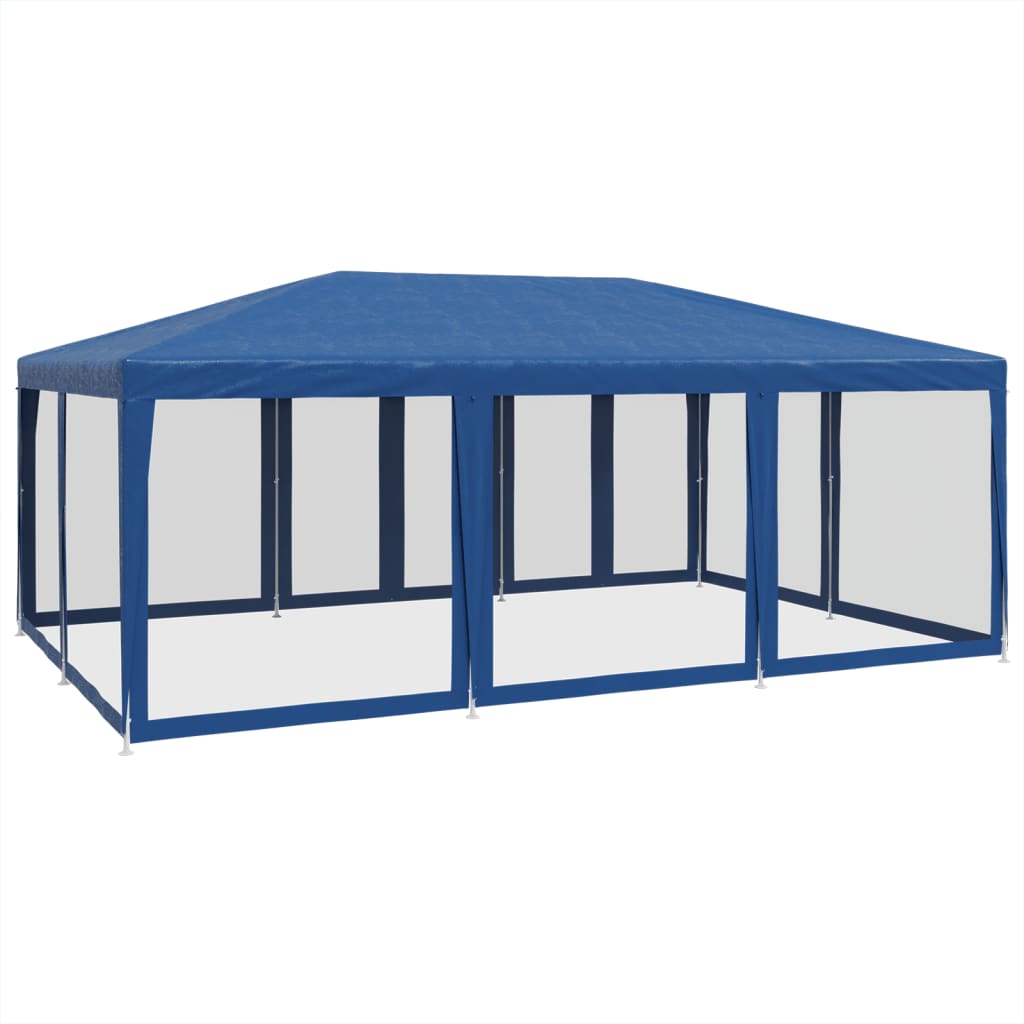 Tenda p/ festas c/ 10 paredes laterais malha 6x4 m PEAD azul