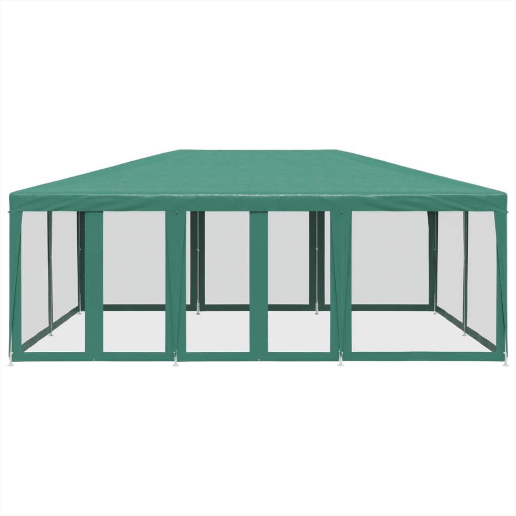Tenda p/ festas c/ 10 paredes laterais em rede 6x4 m PEAD verde