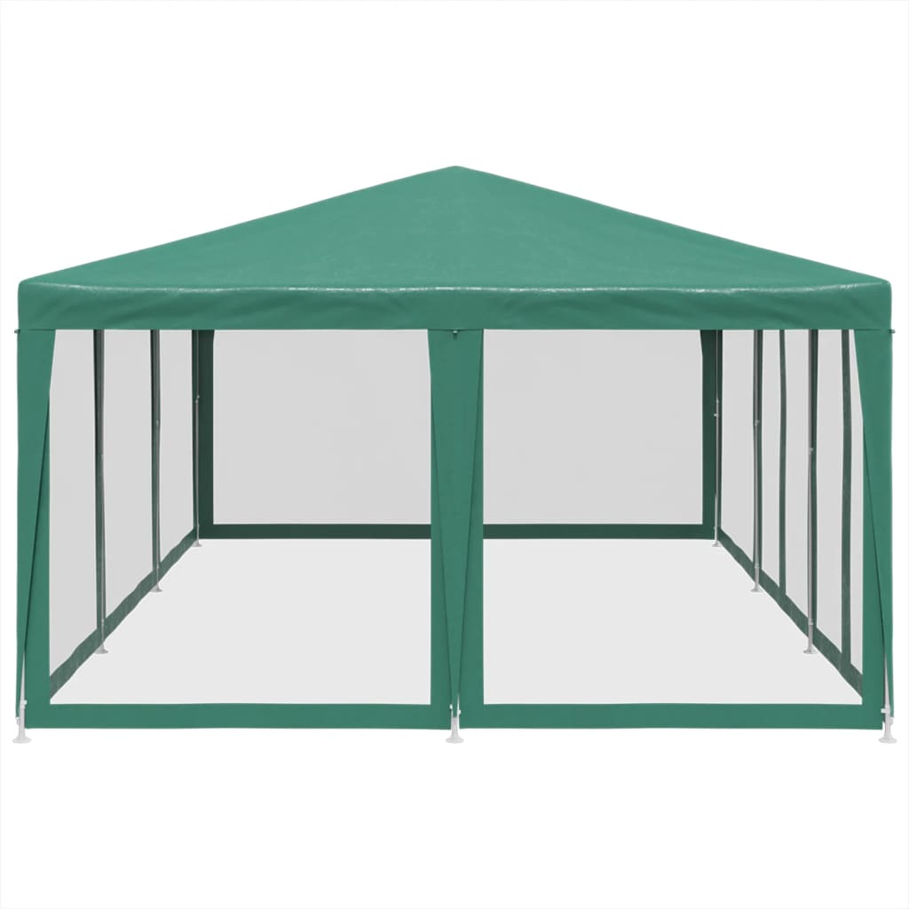 Tenda p/ festas c/ 10 paredes laterais em rede 6x4 m PEAD verde